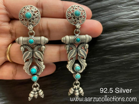 92.5 Silver Turquoise Earrings -24gms