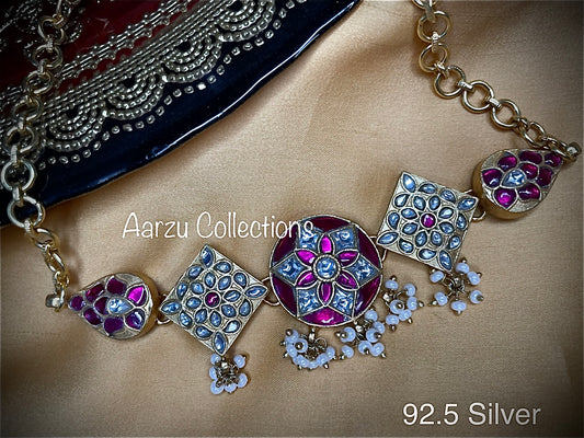 92.5 Silver kundan choker -  44 gms