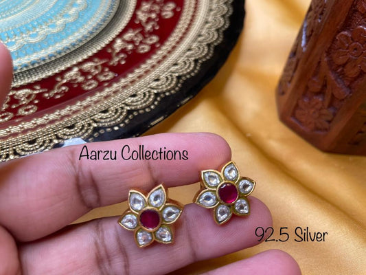 92.5 Silver base Kundan Jadau Studs