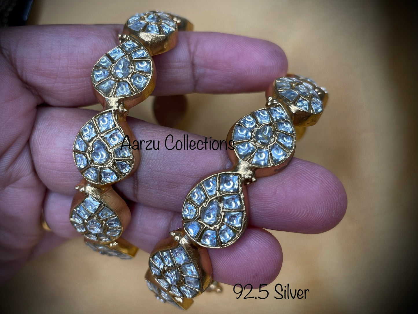 92.5 Silver Jadau openable bangles - set of 2