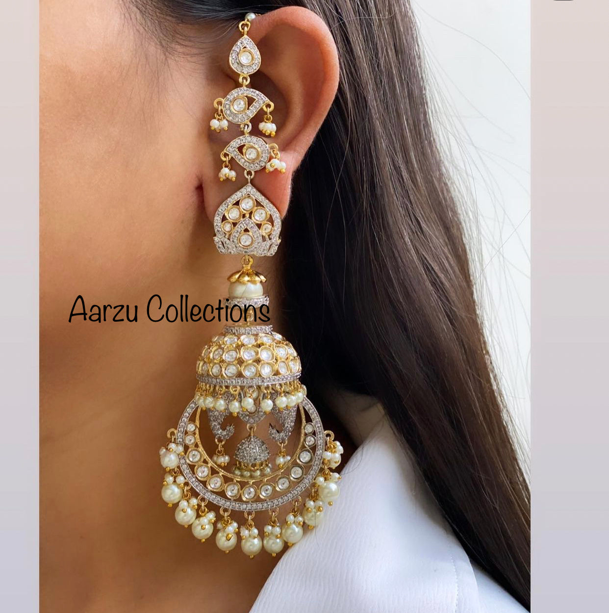 Kundan and American Diamond Statement Earrings