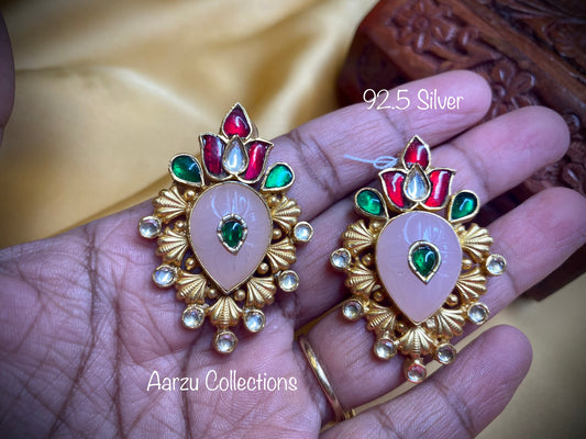 92.5 Silver Kundan earrings