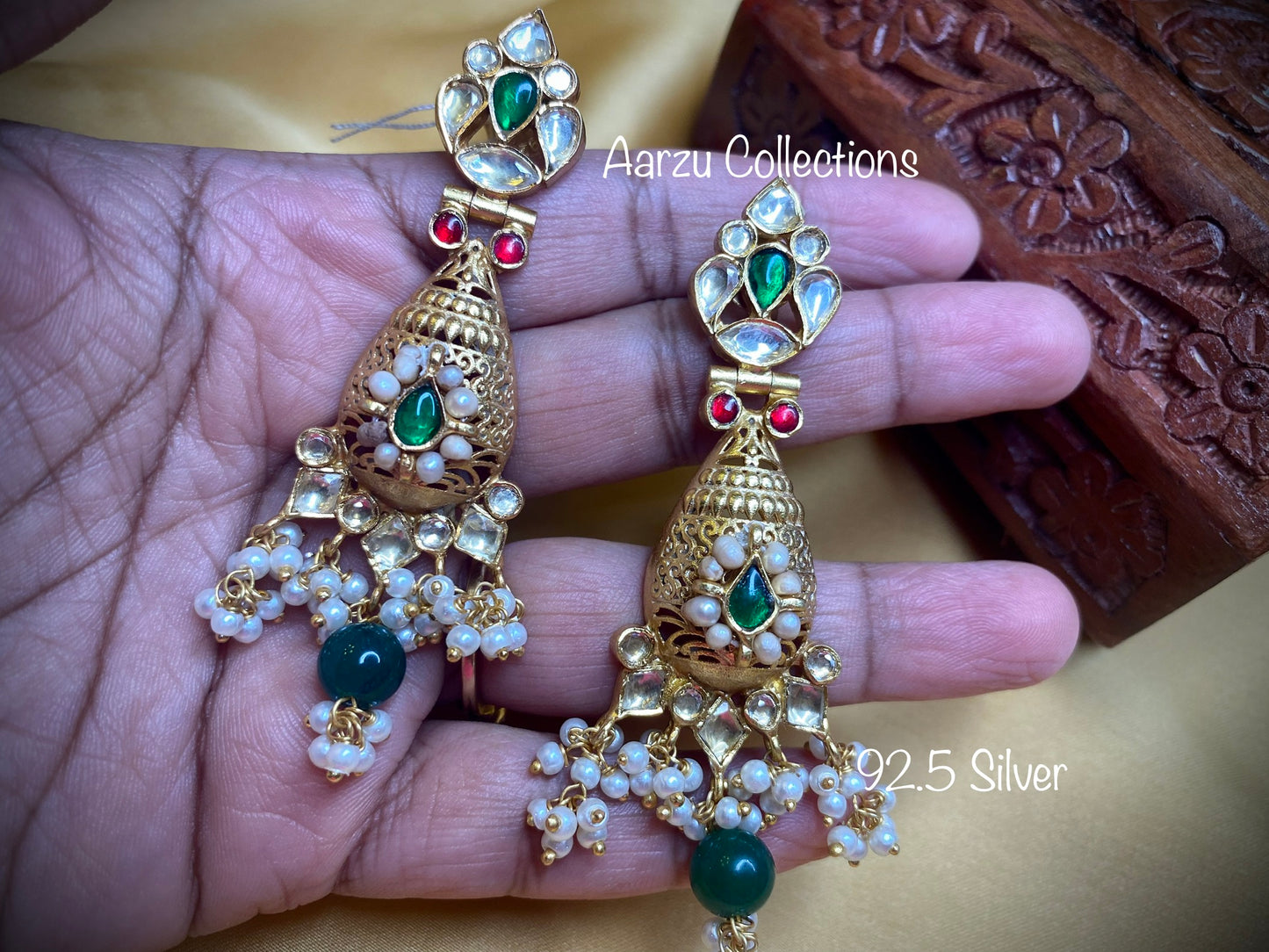 92.5 Silver Kundan earrings - 30 gms