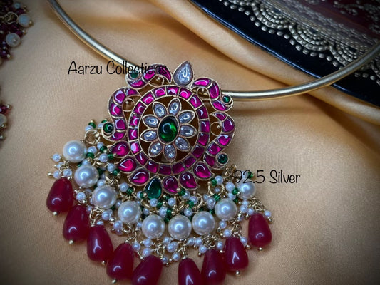 92.5 Silver Kundan Jadau Pendant - 34 gms