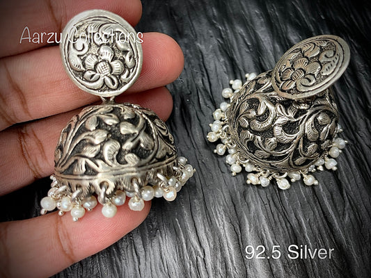 92.5 Silver Chitai Jhumkas