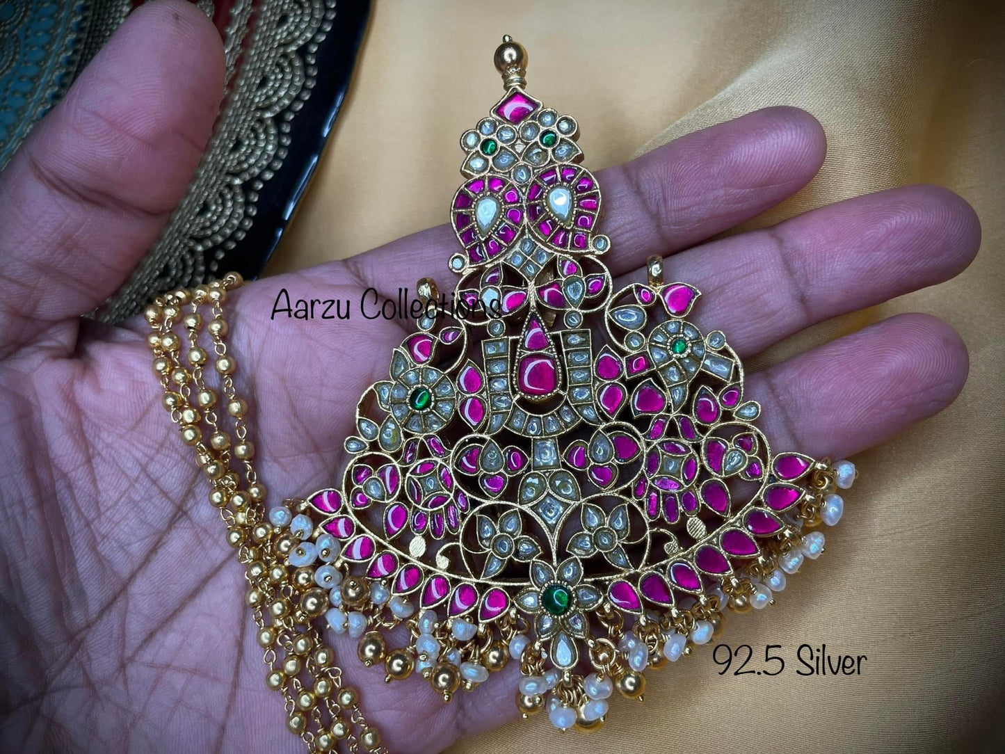 92.5 Silver base Kundan Jadau necklace set