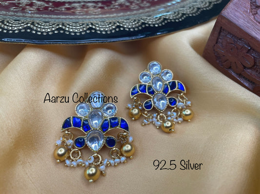 92.5 Silver base Kundan Jadau studs - 24 gms