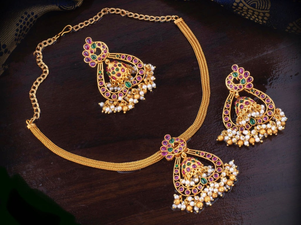 Kemp detachable chandbali Necklace Set