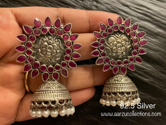 92.5 Silver Jhumka earrings - 37 gms