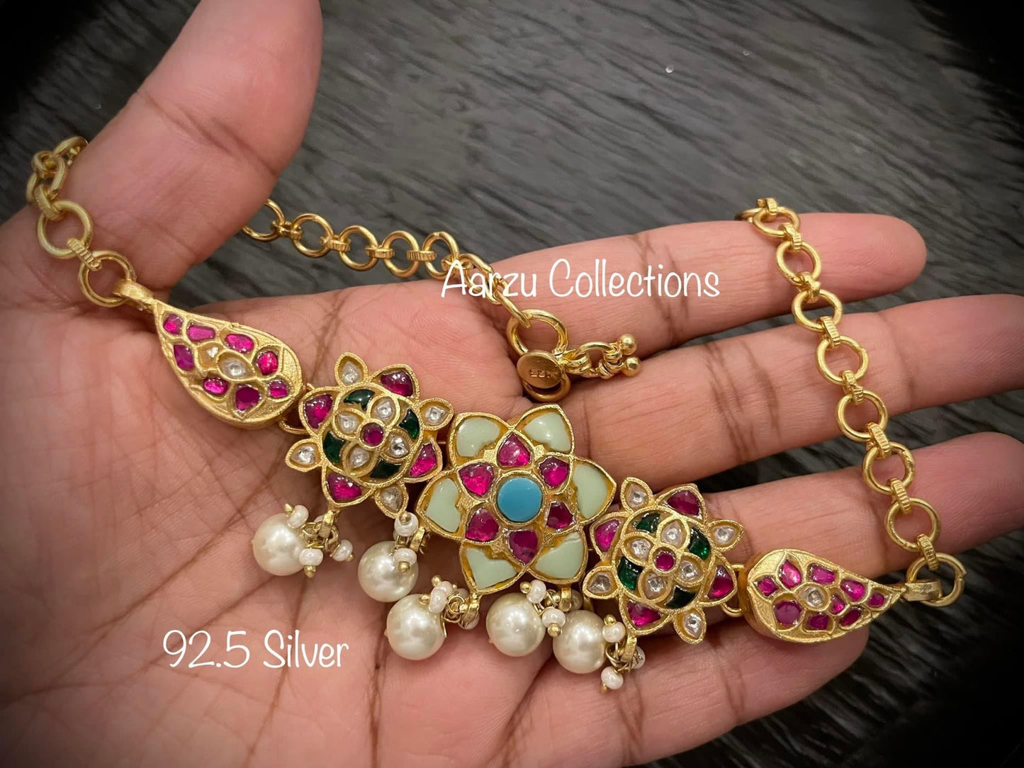 92.5 Silver kundan choker -  49 gms