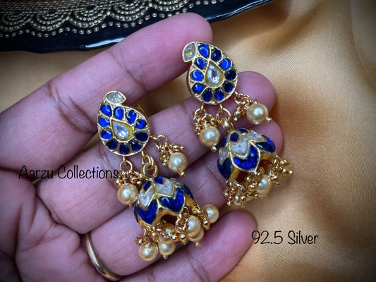 92.5 Silver Jadau Earrings - 28 g