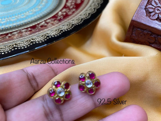 92.5 Silver base Kundan Jadau studs - 8gms