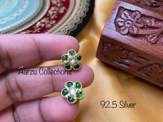 92.5 Silver base Kundan Jadau studs - 8gms