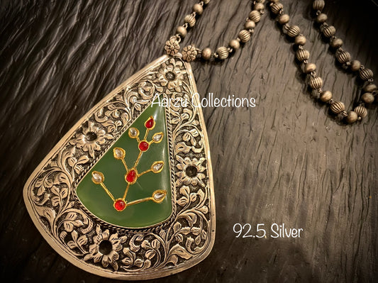 92.5 Silver Stone inlay Statement pendant - Fusion collection