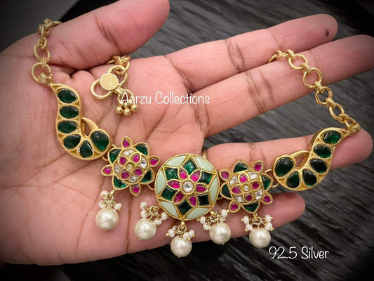 92.5 Silver kundan choker -  52 gms