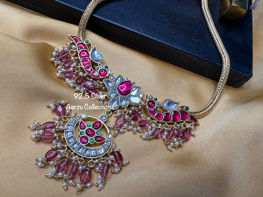 92.5 Silver base Kundan Jadau necklace