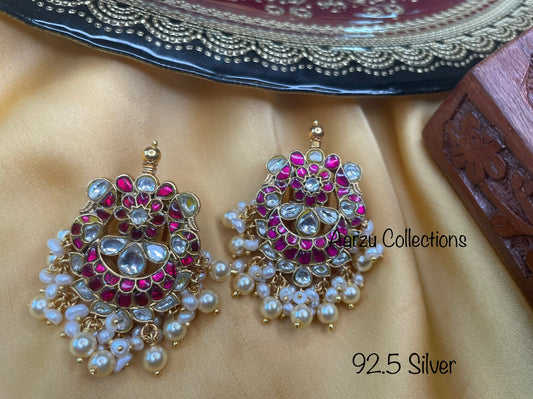 92.5 Silver base Kundan Jadau studs - 48 gms